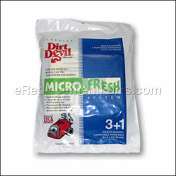 3 Pack Type F Microfresh Vacuum Bag for Canister Vacuums - RO-300480:Dirt Devil