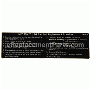Decal-tank Replacement - 109-9906:eXmark