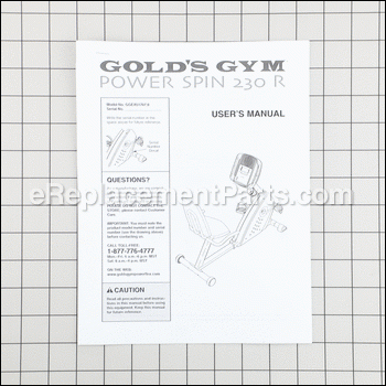 User's Manual - 256497:Golds Gym