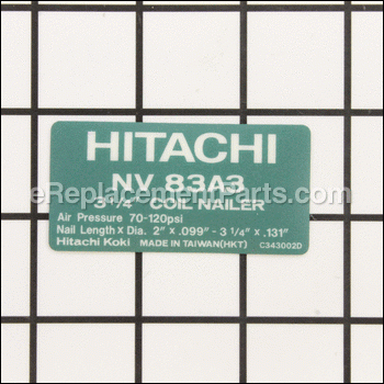 Name Plate - 887866:Metabo HPT (Hitachi)