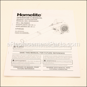 Operator's Manual - 987000997:Homelite