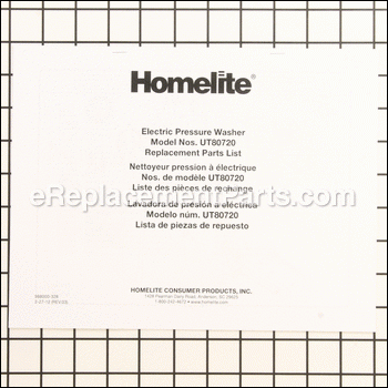 Replacement Parts List - 988000328:Homelite
