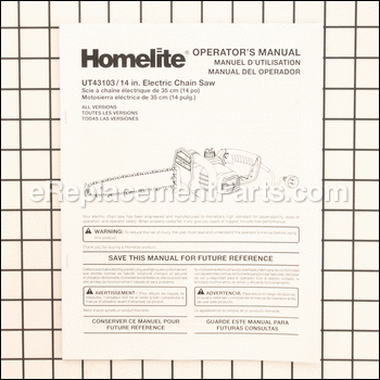 Operator's Manual - 988000307:Homelite