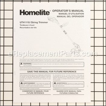 Operators Manual - 987000221:Homelite