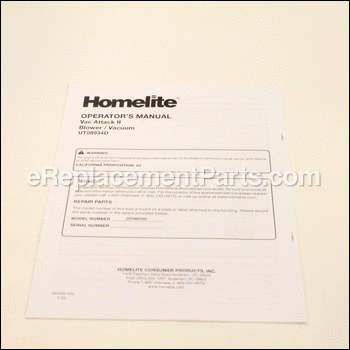 Operator'S Manual (Ut08934D) - 983000654:Homelite