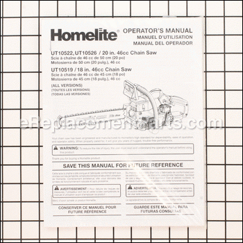Operator's Manual (960970013) - 987000393:Homelite