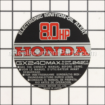 Emblem - External-Alert - 87521-ZE2-830:Honda