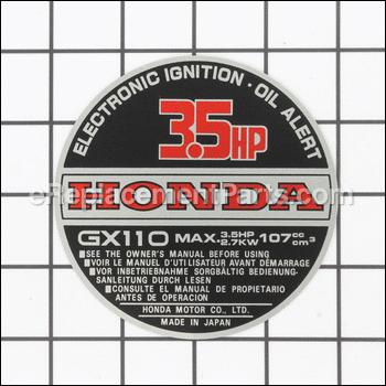 Emblem - External-Alert - 87521-ZE0-830:Honda