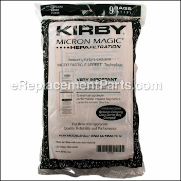 Micron Magic Hepa Filter Bag-Style G6 9Pk - K-197301:Kirby