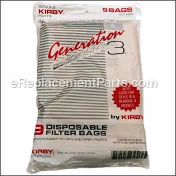 Disposable Paper Bags-Style 3 G3-9Pk - K-197389:Kirby