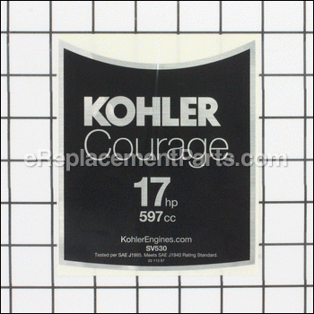 Decal, Hp 17Hp - 20 113 67-S:Kohler