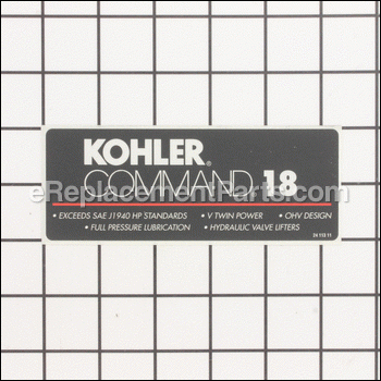 Decal, Horsepower - 24 113 11-S:Kohler