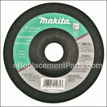 Grinding Wheel - 4-1/2 Diameter, 1/4 Thick, 7/8 Arbor - 741424-8-1:Makita