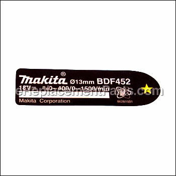 Bdf452 Name Plate - 862815-1:Makita