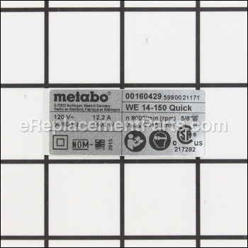 Rating Plate - 338058150:Metabo