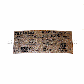 Rating Plate - 338048060:Metabo