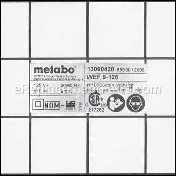 Rating Plate - 338060580:Metabo