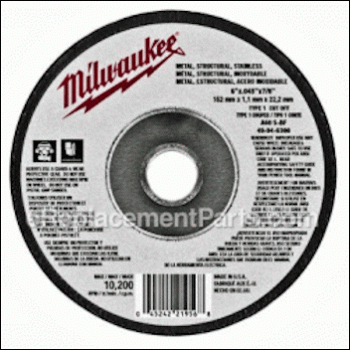 Grinding Wheel - 6 Diameter, - 49-94-6300:Milwaukee