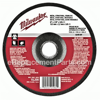 Grinding Wheel - 6 Diameter, - 49-94-6360:Milwaukee