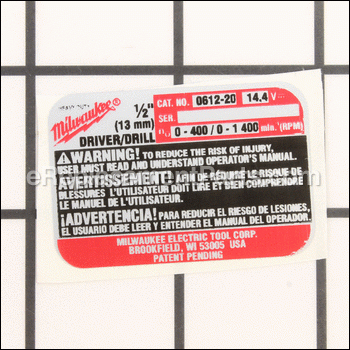 Service Nameplate Kit - 12-20-1380:Milwaukee