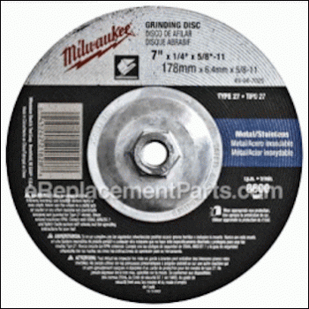 Grinding Wheel - 7 Diameter, - 49-94-7020:Milwaukee