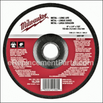Grinding Wheel - 6 Diameter, - 49-94-6340:Milwaukee