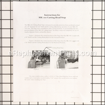 Sheet, Cutting Head Stop Instr - 157728-IS:MK Diamond