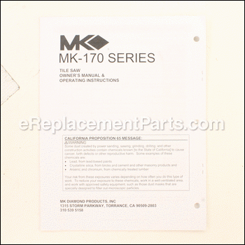 Owners Manual, 170 - 157243:MK Diamond