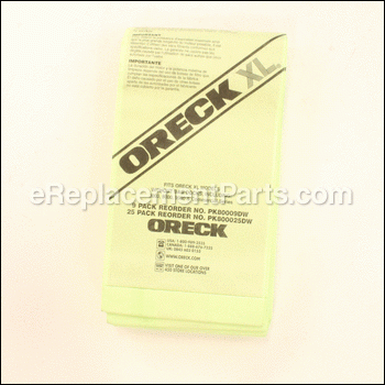 Hypo-Allergenic Filter Disposable Dust Bags-9pk - 8000.9DW:Oreck Commercial