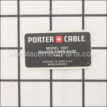 Nameplate - A26327:Porter Cable