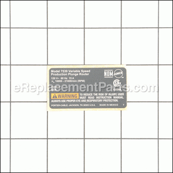 Label Spec 7539 - N406275:Porter Cable