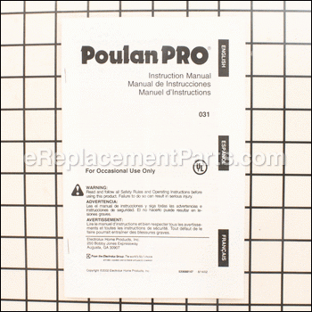 Operator Manual - 530088147:Poulan