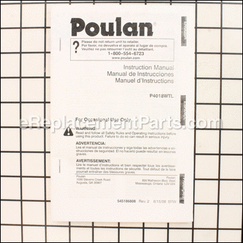Manual-Operator - 545186808:Poulan
