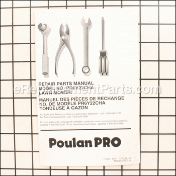 Repair Parts Manual - 917172289:Poulan