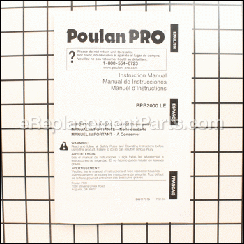 Operator Manual - 545117515:Poulan