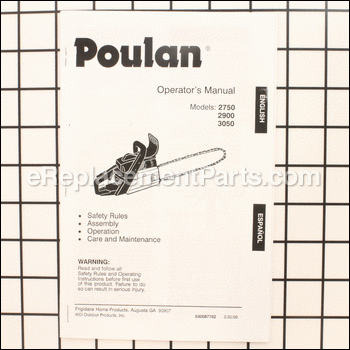Operator Manual - 530087762:Poulan