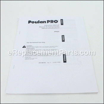 Operator Manual - 545186740:Poulan