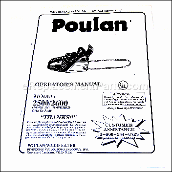 Operator Manual - 530083081:Poulan