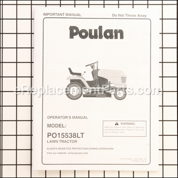 Manual, Operator's E&F - 917411137:Poulan
