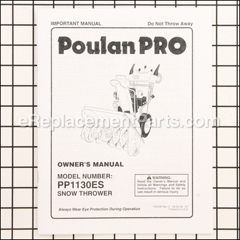 Owners Manual, English - 917199338:Poulan