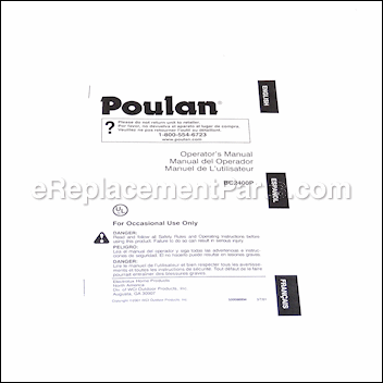 Operator Manual - 530088894:Poulan