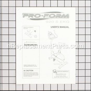 User's Manual - 179660:ProForm