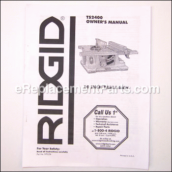 Owners Manual - English - SP6258:Ridgid