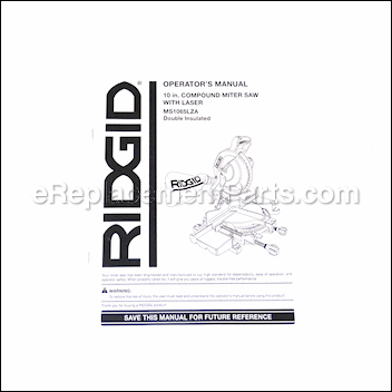 Operator's Manual - 987000015:Ridgid
