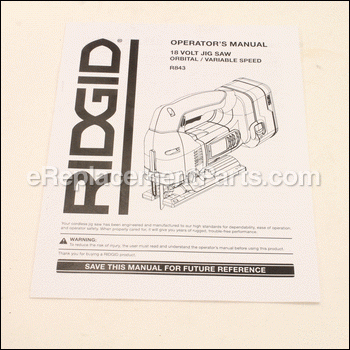 Operator's Manual R843 - 983000556:Ridgid