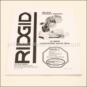 Owners Manual - SP6236:Ridgid