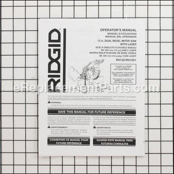 Operators Manual - 990000966:Ridgid