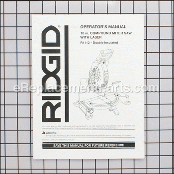 Operators Manual - 990000910:Ridgid