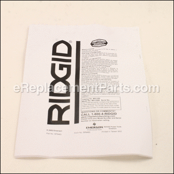 Owners, Manual - SP6463:Ridgid