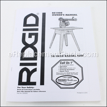 Owners Manual - English - SP6263:Ridgid
